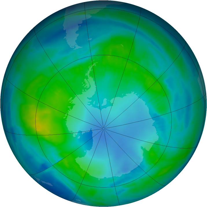 Antarctic ozone map for 24 April 2015